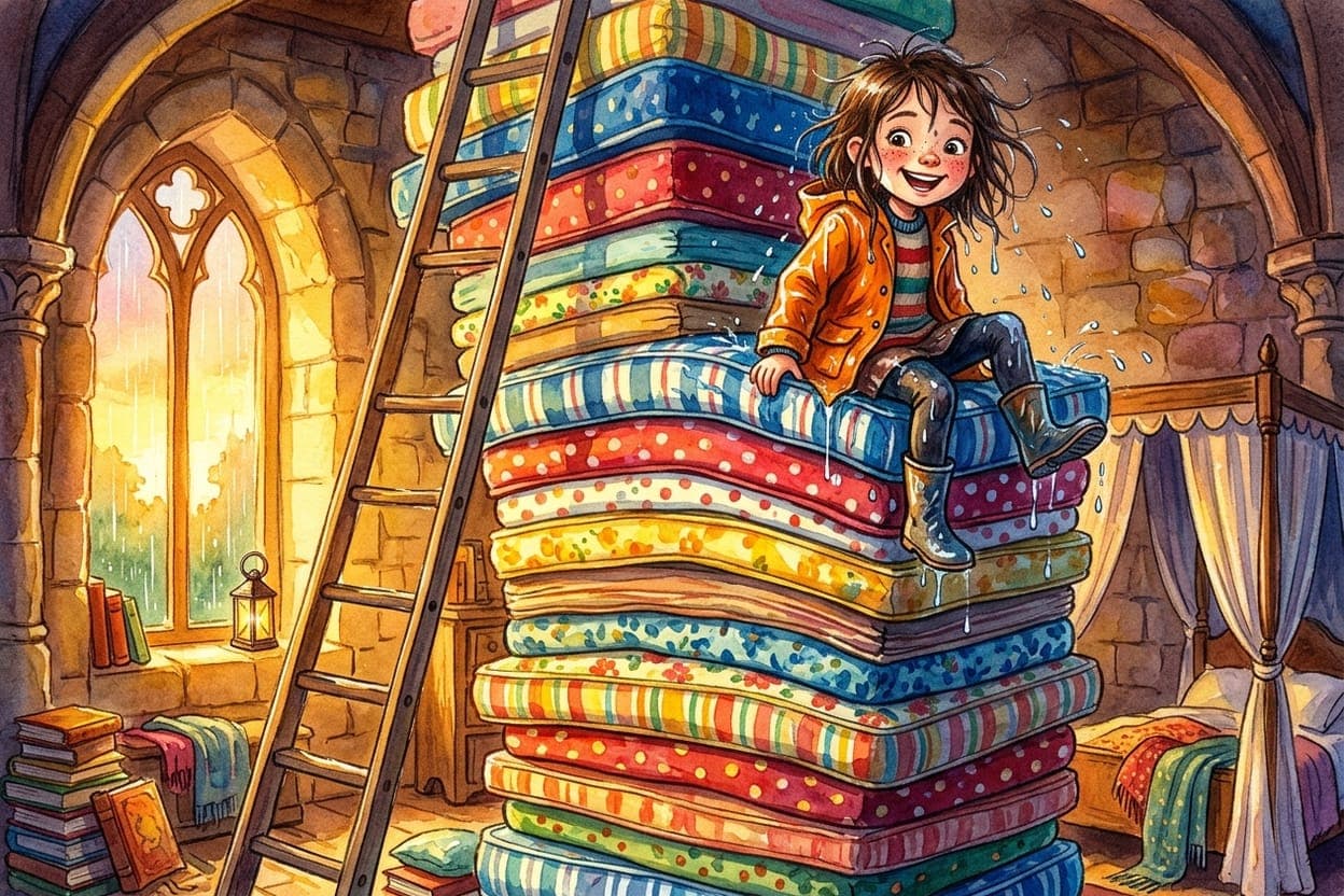 Ilustração do conto A Princesa e a Ervilha