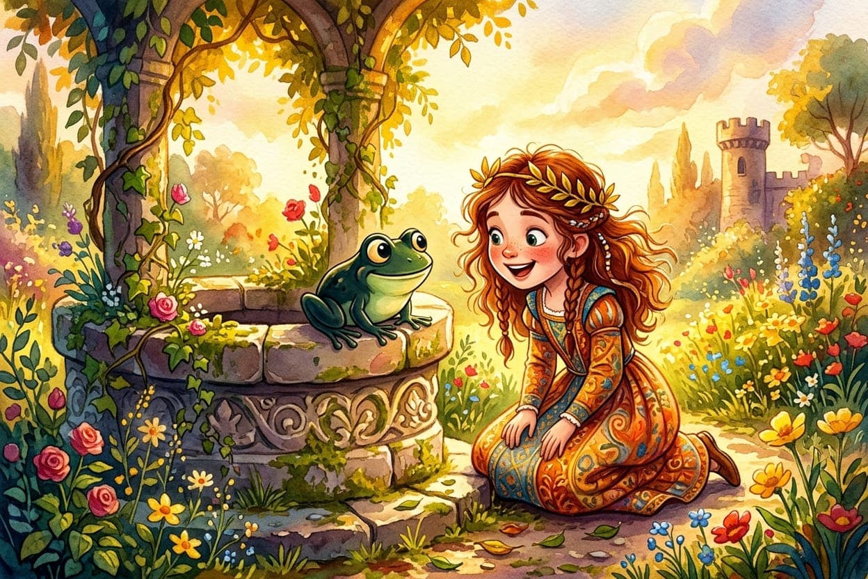 Ilustração do conto A Princesa e o Sapo