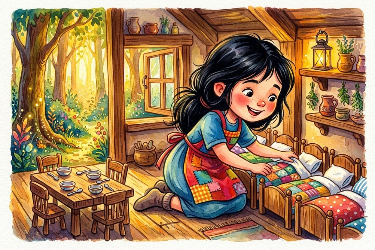 Ilustração do conto Branca de Neve e os Sete Anões