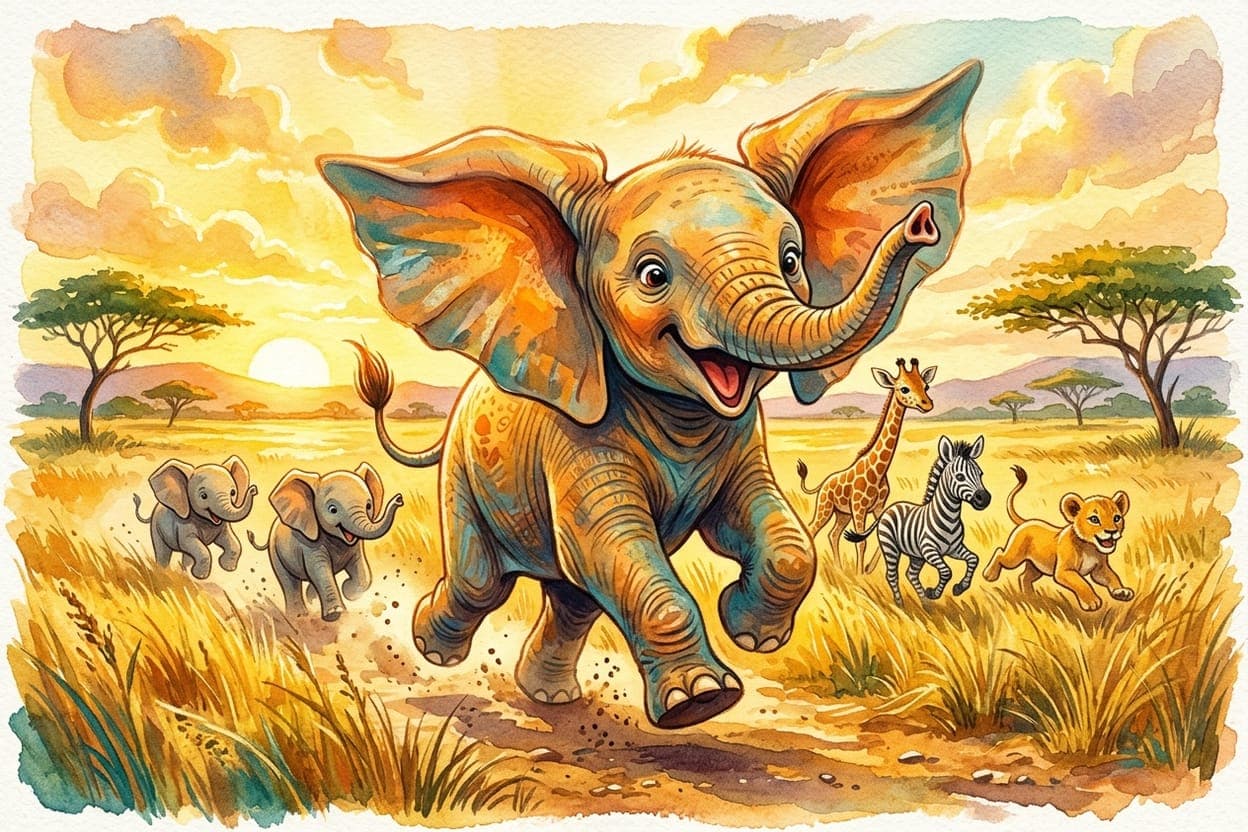 Ilustração do conto O Elefante que Tinha Vergonha das Orelhas Grandes