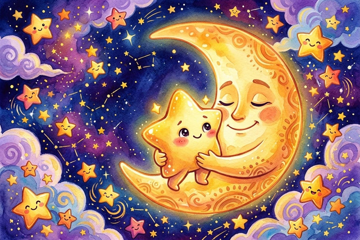 Ilustração do conto A História da Estrelinha que Tinha Medo do Escuro