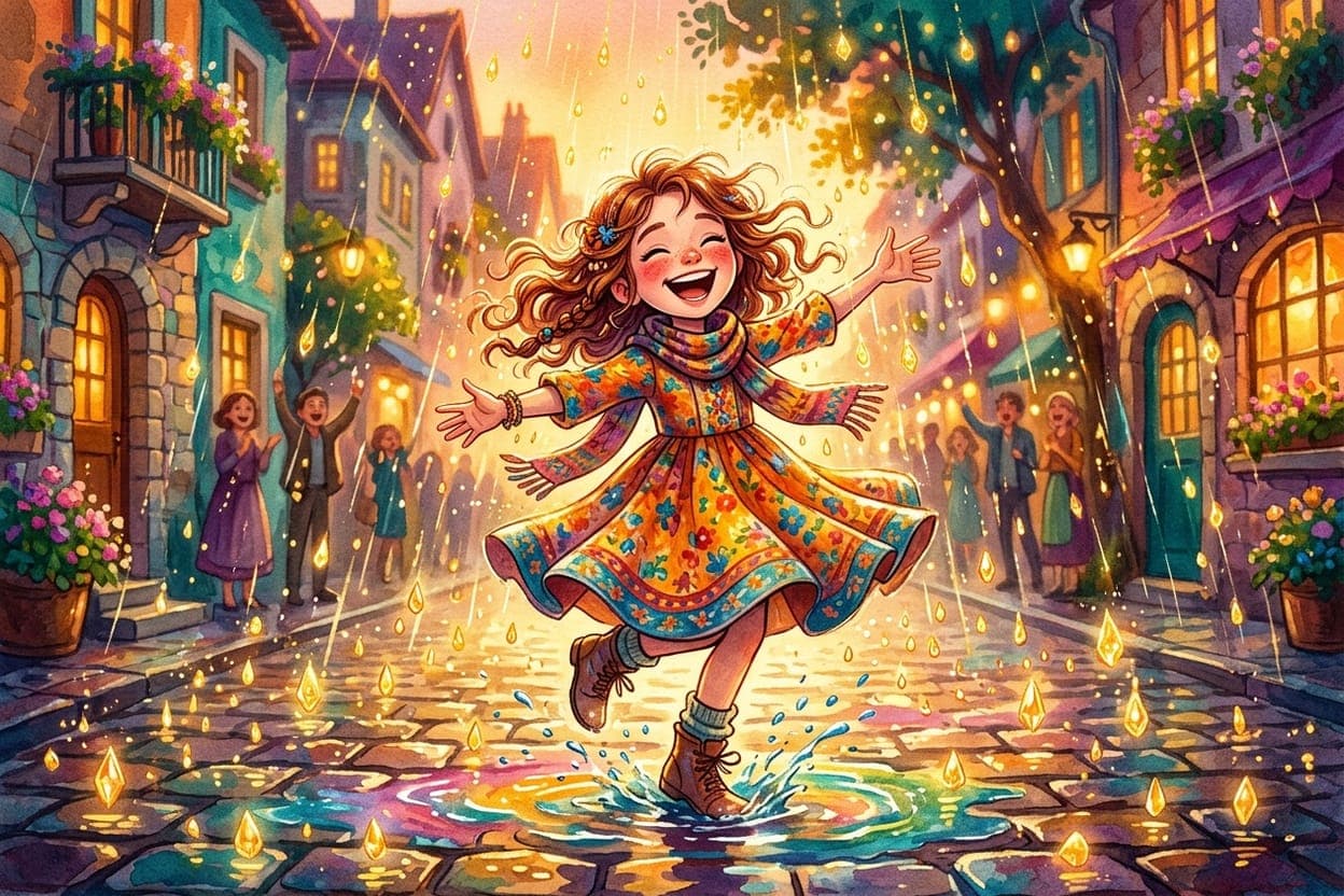 Ilustração do conto A Menina que Falava com a Chuva