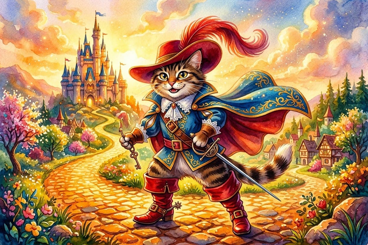 Ilustração do conto O Gato de Botas