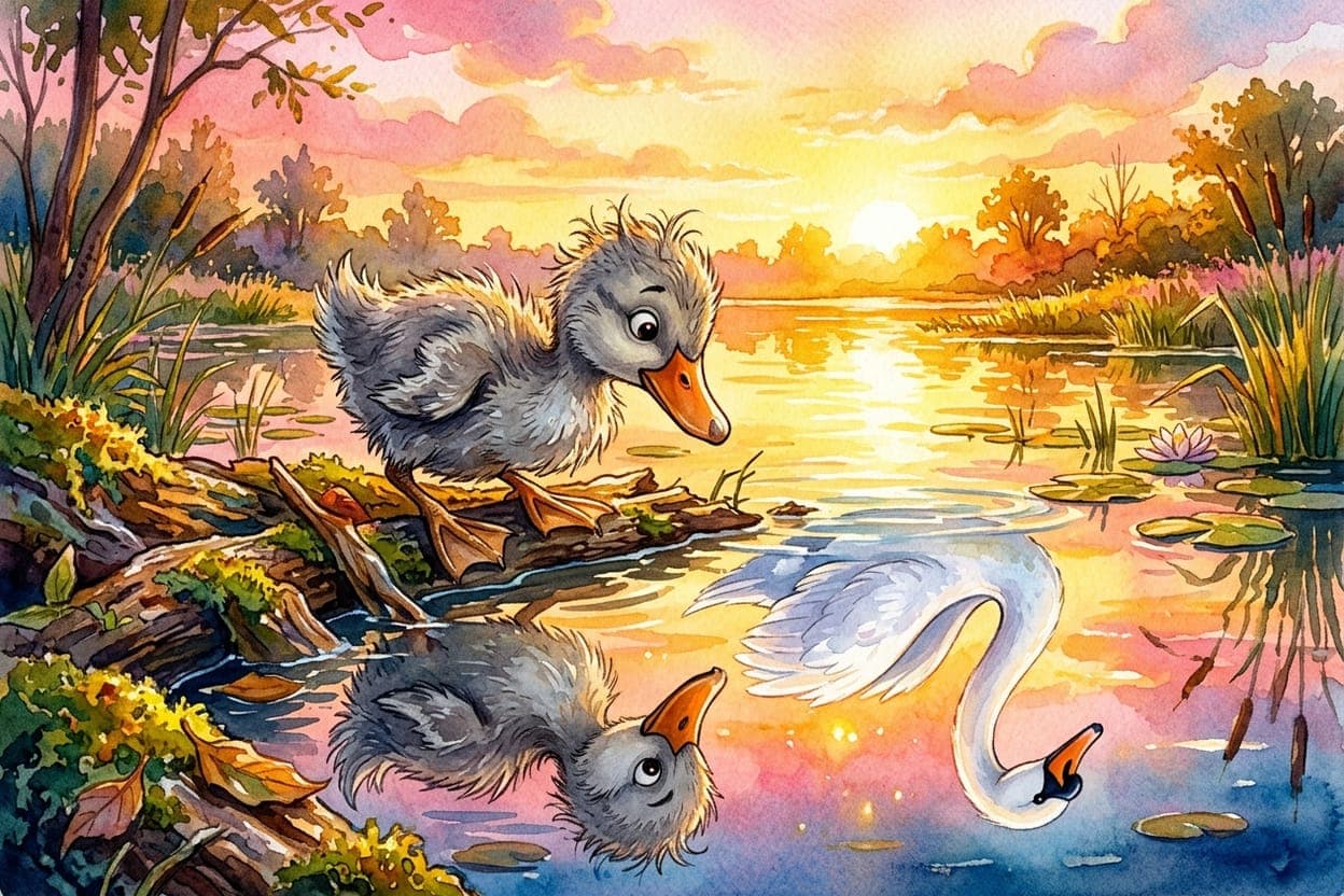 Ilustração do conto O Patinho Feio