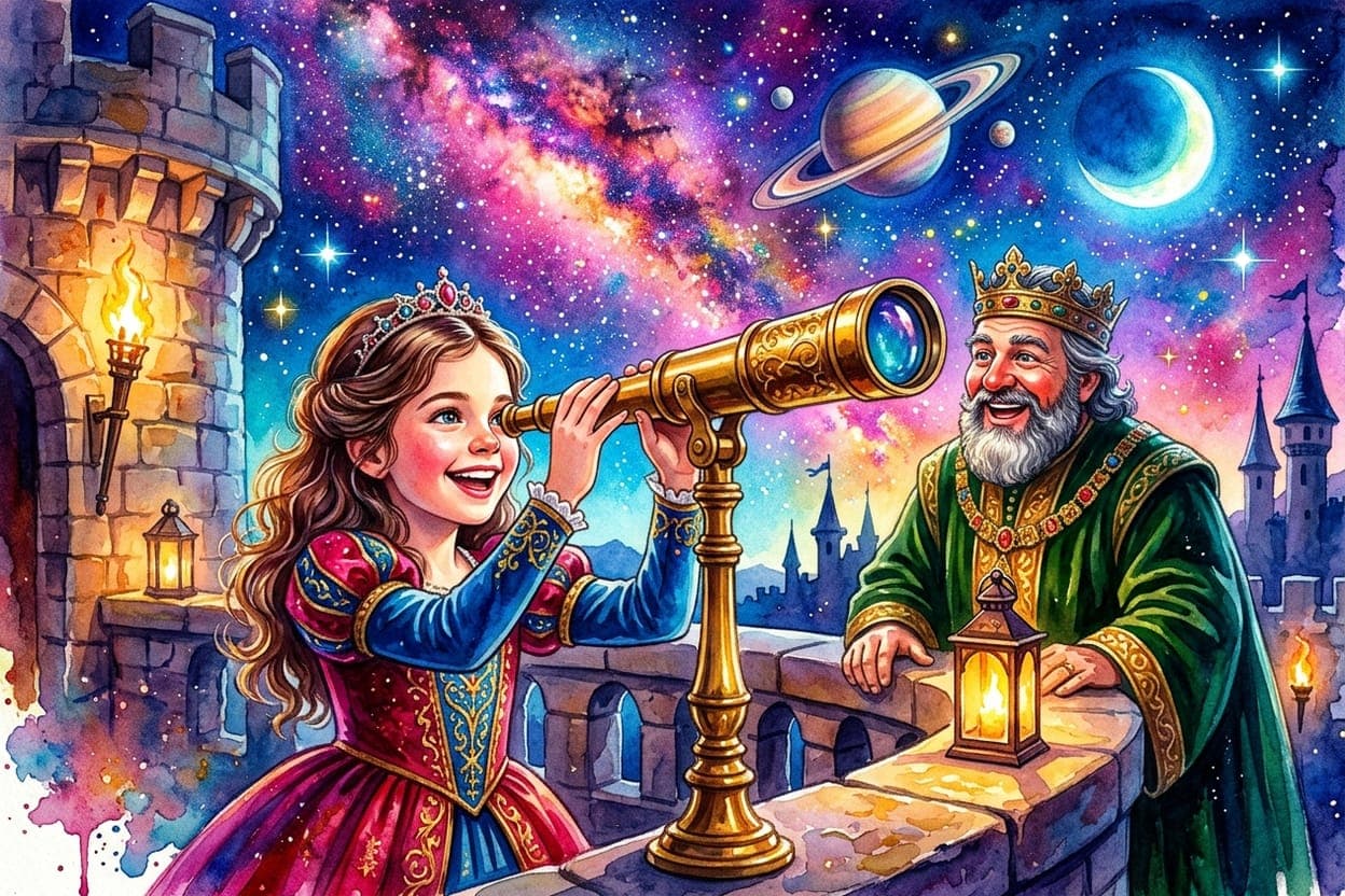 Ilustração do conto A Princesa que Preferia as Estrelas