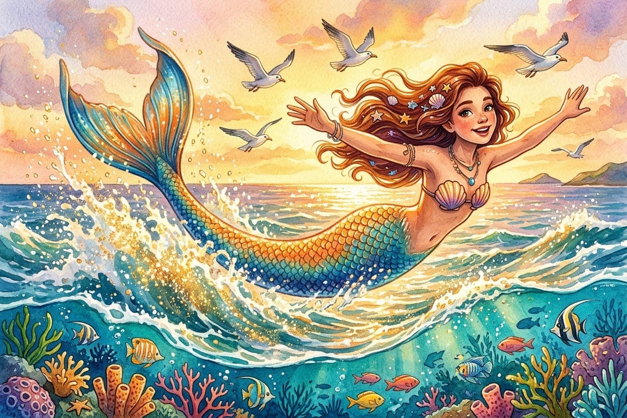 Ilustração do conto A Sereia que Queria Aprender a Voar