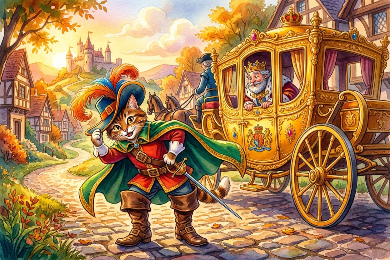 O Gato de Botas se apresenta ao rei
